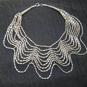 Necklace handmade aged silver